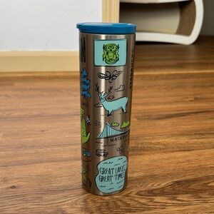 Starbucks Stainless Steel Great Lakes Tumbler - Blue Accent 16 oz